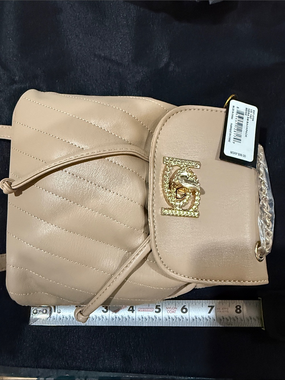 Hera Collection Blush Quilted Mini Crossbody with Gold Hardware